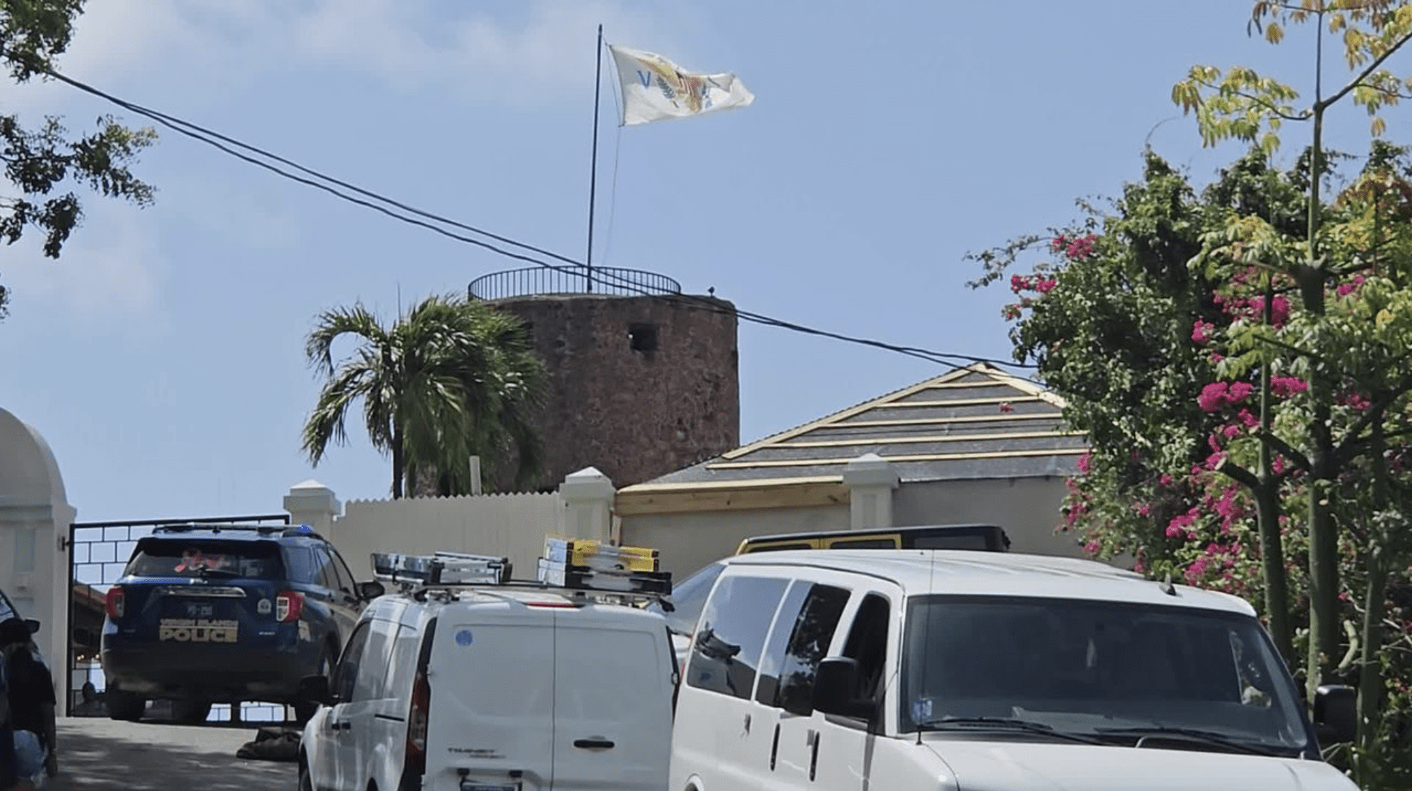 Officers with the V.I. Police Department also provided support at the scene of the fire. (Source photo by Finn Sharpless)